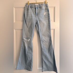 Abercrombie Kids High Rise Flare Jeans Light Wash Distressed 13/14 NWOT!